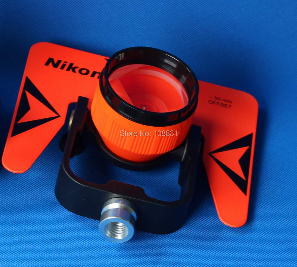 NEW RED SINGLE PRISM FOR NIKON TOTAL STATION -30/0mm 5/8x11 female thread