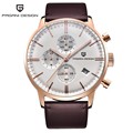 Fashion Chronograph Sports Watches Men 30m Genuine Leather Quartz Watch Luxury Brand PAGANI DESIGN Relogio Masculino