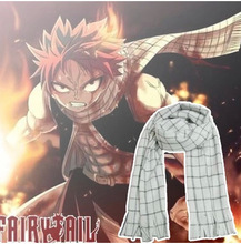 free shipping Fairy Tail Natsu Long Scarf Dragneel Anime Cosplay Costume White and Black plaid women/man