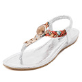 2016 New Fashion Women s Beach Sandals Bohemian National Diamond Clip Toe Shoes Wedge Heel Black