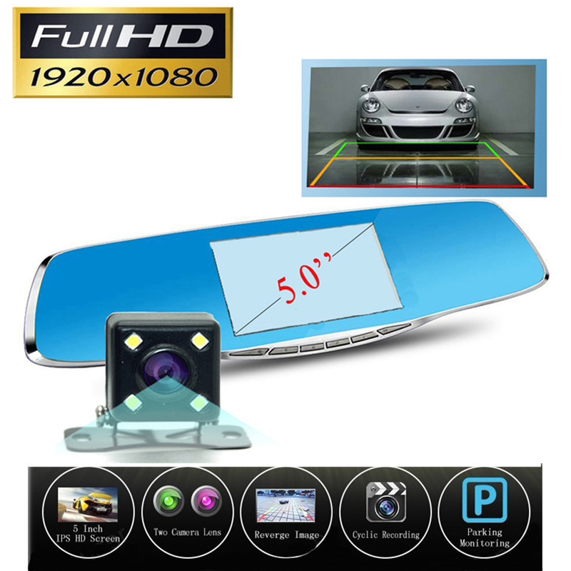 New 5 Inch Car Dvr Camera Novatek 96655 Rearview Mirror Digital Video Recorder With Dual Lens Registrar Camcorder Full HD 1080P