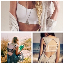 Fashion Hot Women Sexy Strap Tank Tops Summer 2015 Backless Vest Shirt Camis Solid Color Hollow