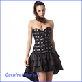 Steel Boned Black Overbust Corset Dress Steampunk Costume Burlesque Outfits Sexy Gothic Waist protect