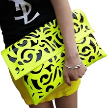 AAKT Brand Fashion Fluorescence Hollow out Women Bag 2016 Latest Candy Color Shoulder Hand Bag Girl Cute Casual Clutch Bag Purse