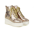 New Ladies Autumn Winter Women Ankle Boots Sexy PU Leather Wedge High Heel Black White Silver