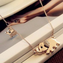 2016 New Hot Cute Elephant Family walk-air design women charming crystal chain necklace Chocker necklace