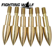6PCS Bow and Arrow Hunting Broadheads 100 Grain Bullet Shape Golden 3.8cm Arrowhead Tip for Outdoor Shooting Hunting CAZA