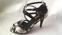 Wholesale Women White Snakeskin Print Ballroom Dancing Shoes Latin SALSA Shoes Tango Dance ShoesAll Size