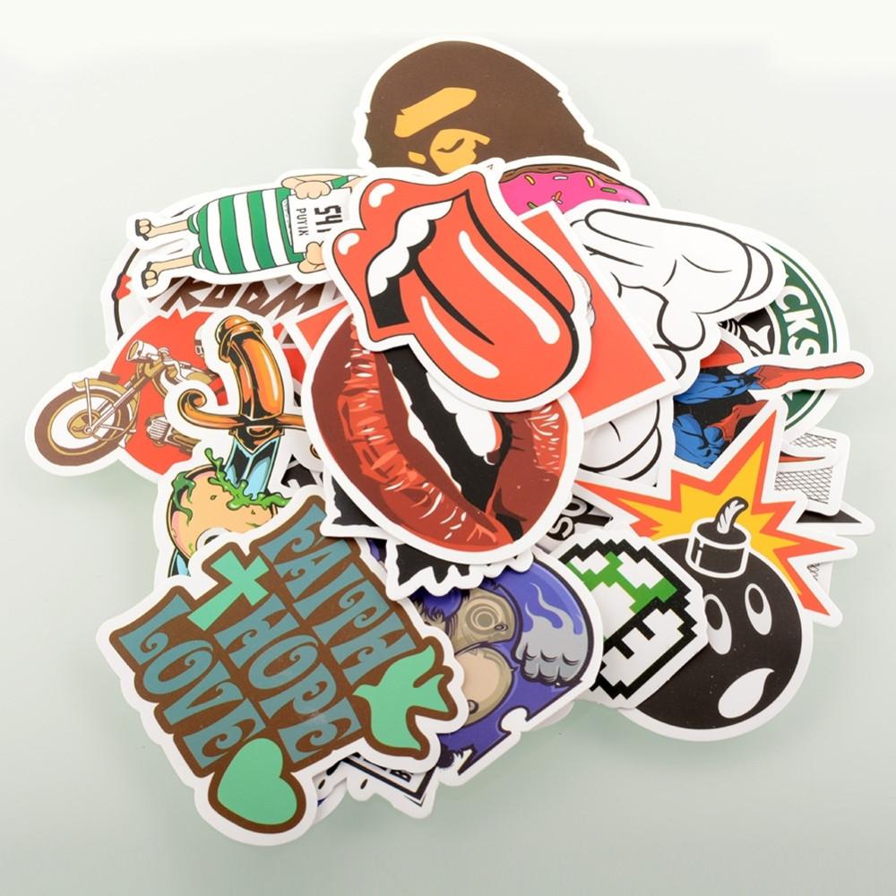 100-Pieces-Car-Styling-Stickers-Skateboard-Snowboard-Vintage-Sticker-Laptop-Luggage-Car-Bike-Bicycle-Decals-mix