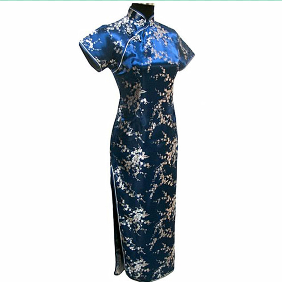 navy blue vintage s satin cheongsam navy blue vintage s satin cheongsam