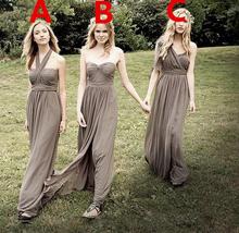 Modest Bridesmaid Dresses 2015 Chiffon Grey 3 Style A Line Pleated FLoor Length Prom Gowns For Girls Vestidos De Novia