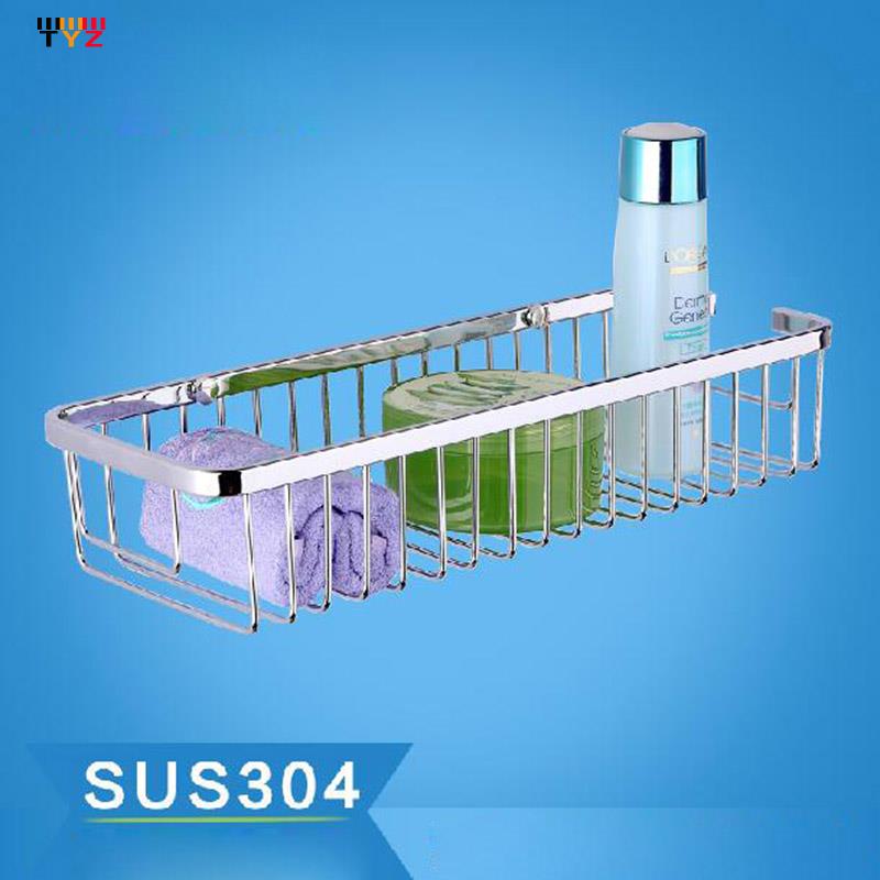 Bathroom Shelves Top Fashion Freeshipping Metal Bathroom Rack Shower Shelf Accessory 304 Single Storage Basket Wall Mounted