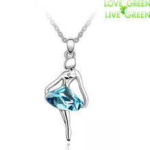 Free Shipping Hotselling Wholesales 18K GP Austrian Crystal Balet Girl Pendant Charm Necklace fashion crystal Jewelry ,NO.K0173