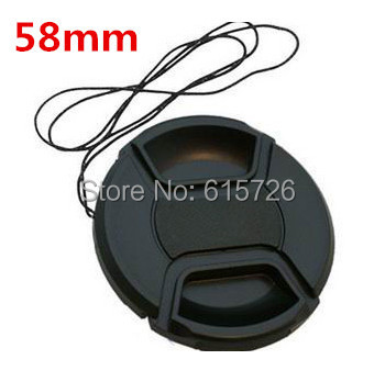 Free shipping 58mm center pinch Snap on cap cover LOGO for canon 58 mm Lens