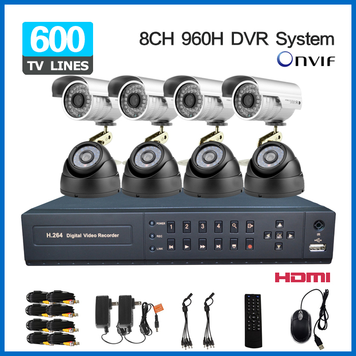 8 Channel IR Surveillance CCTV Camera Kit Home Security network HDMI 1080P DVR NVR video Recorder cctv System 960H D1 recording