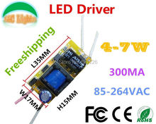 Free shipping 300Ma 4-7W Led Driver Adapter 4W 5W 6W 7W Lamp Light Power Supply Transformer E27 E14 Bulb Spotlights 110V 220V