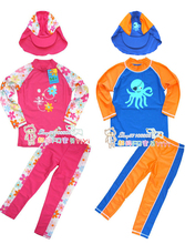 Child swimwear UV Protection +50 Swimming Suit boy two pieces long sleeve hot spring swimwear Cartoon Rash Guards Free ship