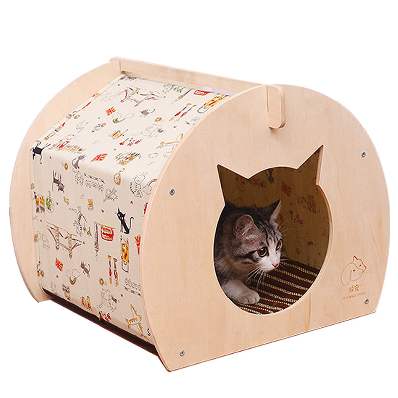 ,Summer High Quality DIY Wooden Dog or Cat Tent Wood Soft Dog House 