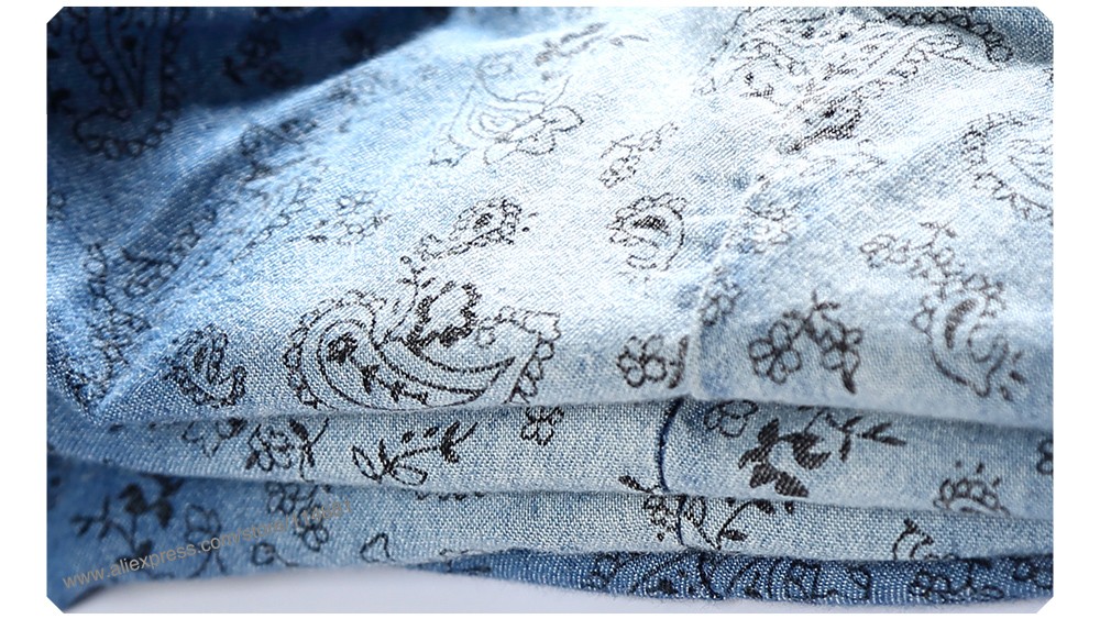 2015 New Long Sleeve Cotton Denim Print Shirts for Men (7)