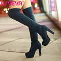 ESVEVA New Hot Pumps Fashion Winter High Heels Big Size Boots for Over The Knee High