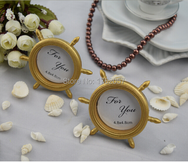 Description Picture 4 of itemWedding Decorations 15pcs Frame Wedding Gift Gold Ship Wheel Picture/Photo Frame Place Card Holder Favors