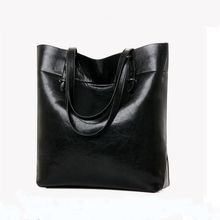 2016 genuine leather bag women handbag cowhide wax real leather shoulder bag black big bag tote bolsa feminina
