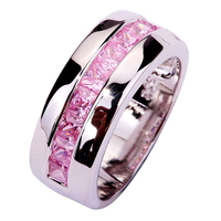 lingmei Engagement Bridal Pink Topaz 925 Silver Ring Size 7 8 9 10 Endearing Lady New Jewelry Rings Gift Free Shipping Wholesale