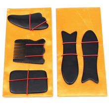 Hot Sale 5pcs Face Body Tool Set Waterproof Portable Black Chinese Traditional Gua Sha Acupuncture Massage
