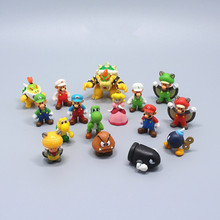 10pcs/lot Super mario bros 2-3cm mini mario Luigi yoshi dinosaur mushroom figure action toy PVC figure game mario model dolls