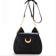 2016 New Summer Limited Sailor Moon Chain Shoulder Bag Ladies Luna Cat PU Leather Handbag Women Messenger Crossbody Small Bag
