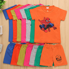 2016 Summer children kids clothes sport set Spideman short T-shirt +short pants 2pcs sets boys outfits 2-7 years free shipping