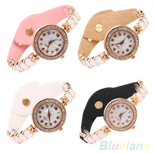 Fashion Love Heart Suede Analog Quartz Bracelet Bangle Wrist Watch Women 2DYX