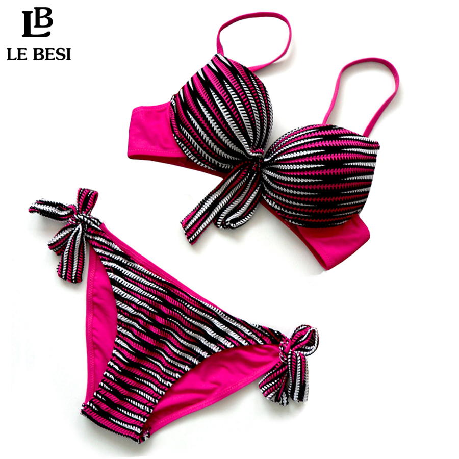 LE BESI 2016 New Stripe Sexy Bikini Set Sexy Biquini Female Swimsuit For Women Push Up Trikini Vintage Swimwear Brazilian LE BESI 2016 New Stripe Sexy Bikini Set Sexy Biquini Female Swimsuit For Women Push Up Trikini Vintage Swimwear Brazilian