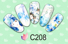 1 sheet Beautiful and Lovely Girls Water Transfer Stickers Nail Art Full Decals Foil Wraps Manicure