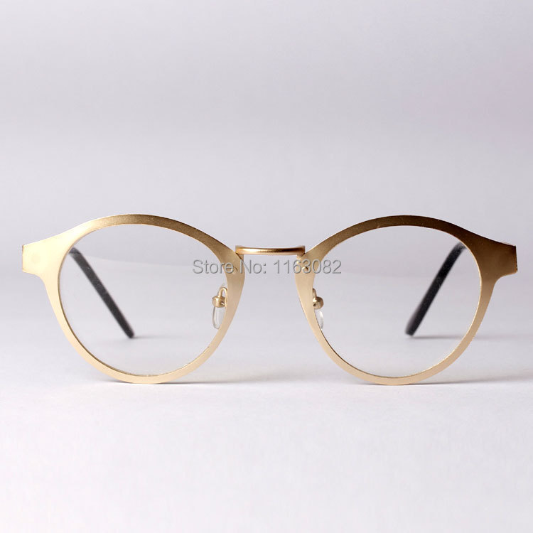 New retro oversized round optical frames metal glasses men ...