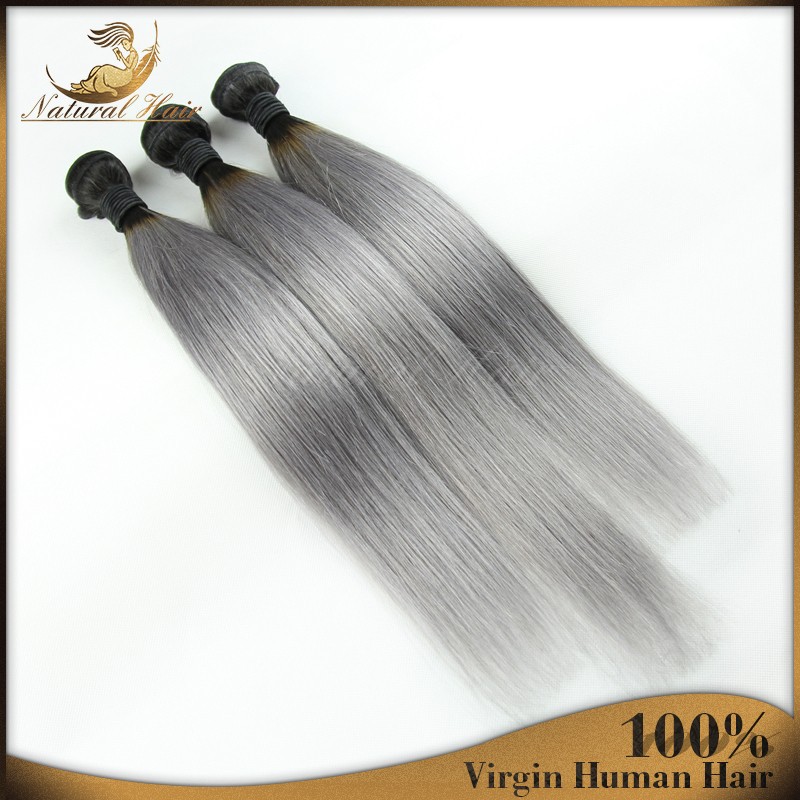 Wholesale 3pcs Lot Ombre Silver Straight Malaysian Grey Hair