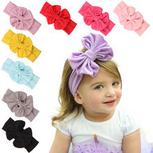 5″ Cotton Large Bowkont Baby girls Headbands Vintage sector Big Bows For Children Head wrap Bebes Lovely Cinta de cabeza 1Pc