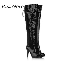 2016 spring and autumn boots women leather high-heeled long-barreled boots over the knee red boots steel pipe dance boots
