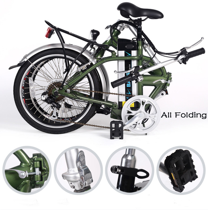 20 inch folding electric bicycle with 250w brushless hub motor