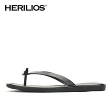 2016 Summer Herilios Men’s Leather Top Basic Flat Casual Flip Flops Slippers