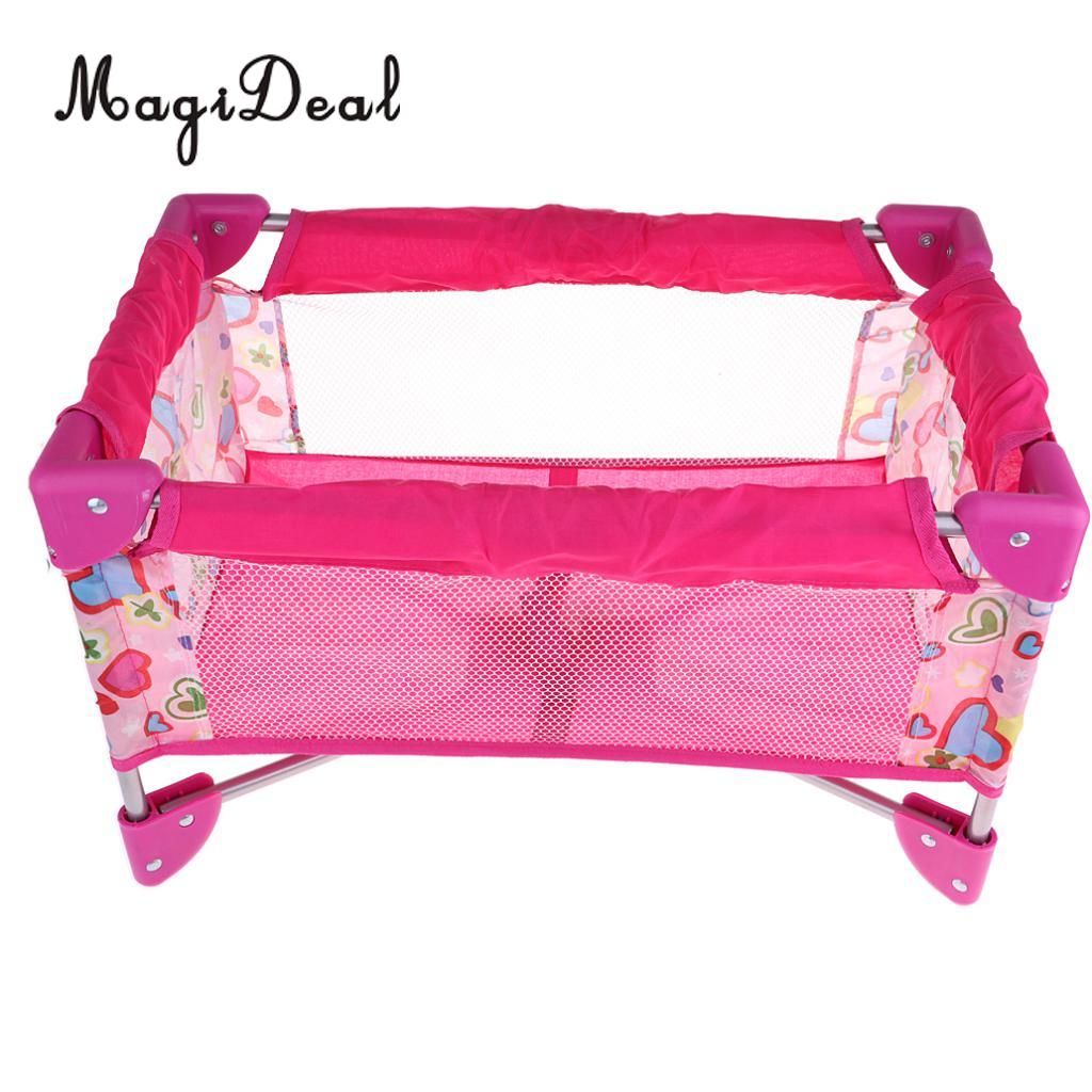 Nursery Room Furniture Decor ABS Baby Doll Crib Bed Kids Pretend Play Toy 