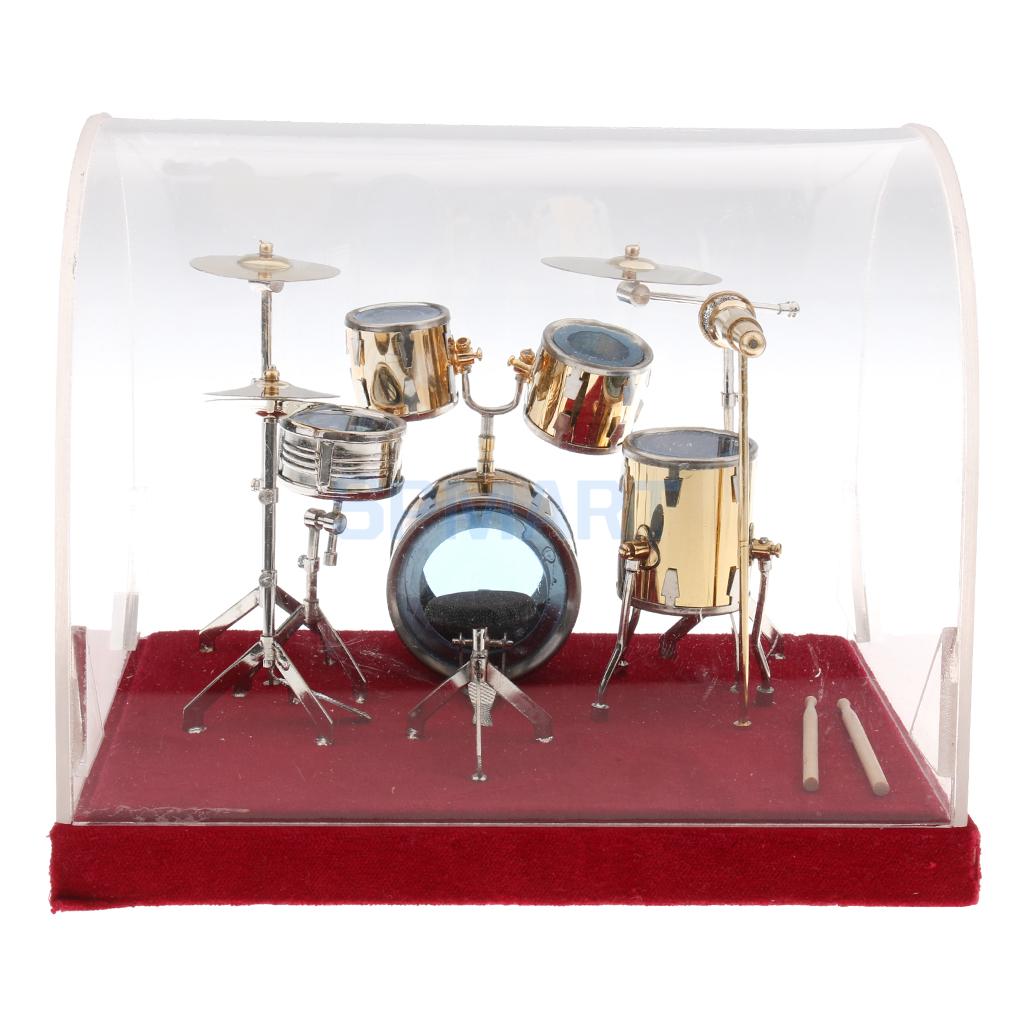 Miniature Musical Instrument Drum Set Model Mini Ornaments Craft Home Decor Display Drum Set Model 14cm