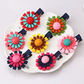 New Girl Double Sun Flower Hair Clip Colorful Non Woven 5cm Length Hairpins Baby Lovely Barrettes