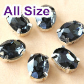 Black Diamond Oval Sew On Rhinestone with Claw