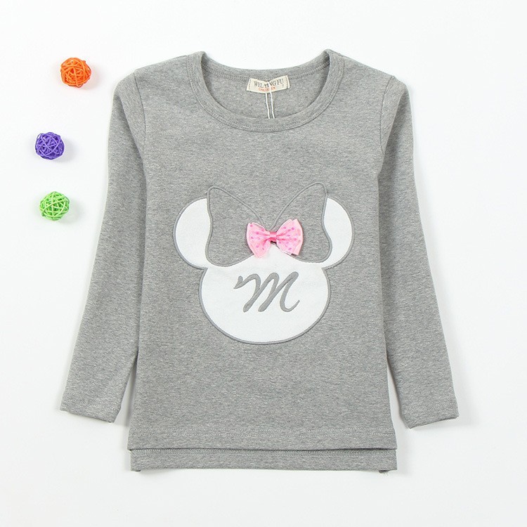 2015 Autumn New Arrival 5 Colors 100% Cotton Bowknot Decoration Sweater Girls Sweatshirt Moleton Meninas Sudaderas Minos KF505