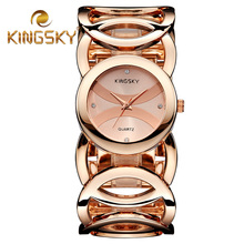 2015 moda cadena de círculo dorado mujeres reloj pulsera reloj de pulsera accesorio femenino vestido de dama ronda Casual relojes 3809#