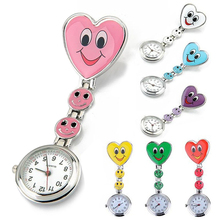 2015 Hot Kid s Smiling Faces Heart Clip On Pendant Nurse Fob Brooch Cute Pocket Watches
