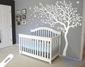 Huge White Tree Wall Decal Nursery Tree and Birds Wall Art Baby Kids Room Wall Sticker