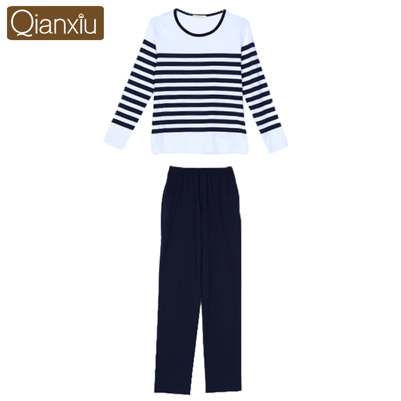 Qianxiu Brand Pajamas Spring Classic Stripes Women Pajama Set Long-sleeve set Nightwear Homewear Free Shipping