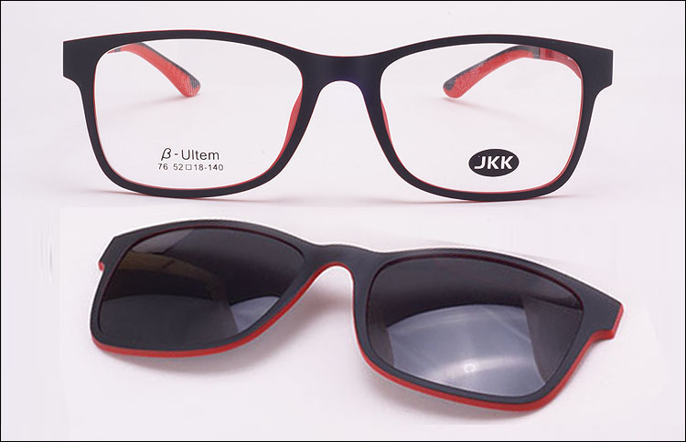 2015 top quality Ultra-light Ultem titanium glasses frame belt magnet optical frame glasses with clip on polarized sunglasses